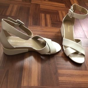 White low heel sandals